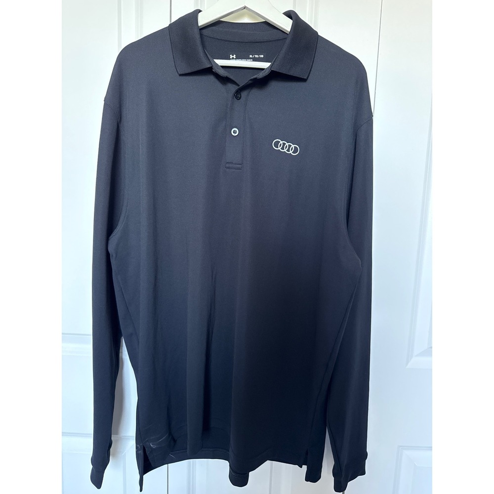 Under Armour Audi Long Sleeve Polo Shirt Mens XL Black HeatGear NEW